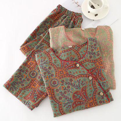 Vintage Jacquard Round Neck Loungewear Set - image 7