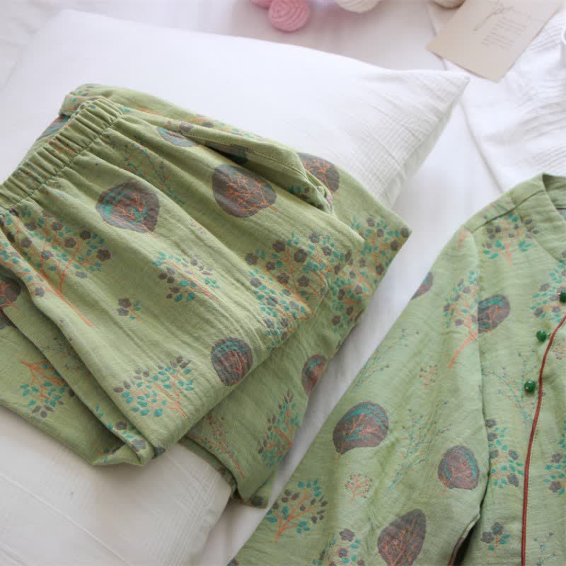 Leaf Tree Jacquard Cotton Loungewear Set - image 5