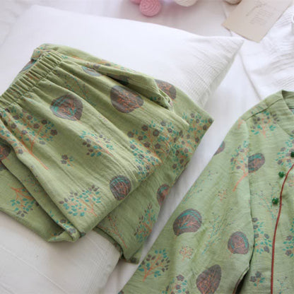 Leaf Tree Jacquard Cotton Loungewear Set - image 5