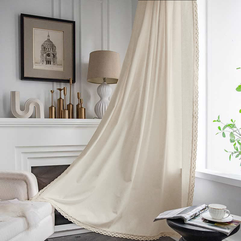 Cotton White Curtain Hollow-Out Drapes with Tassel - Rod Pocket - 59"W×110"L - image 0