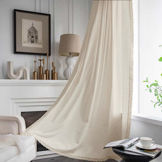 Cotton White Curtain Hollow-Out Drapes with Tassel - Rod Pocket - 59"W×110"L - image 0