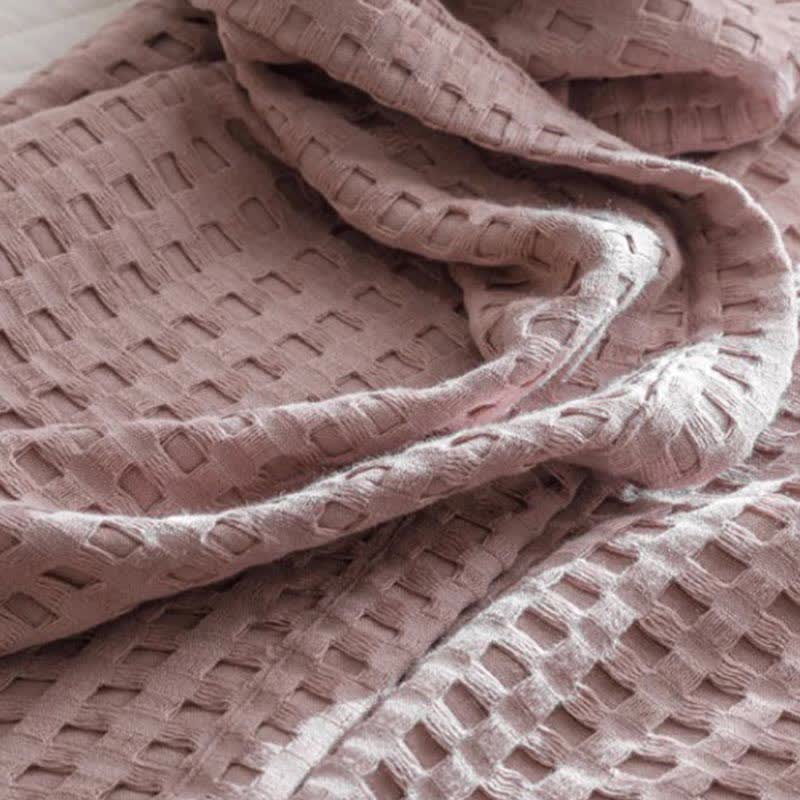 Solid Color Waffle Cotton Reversible Quilt - image 13