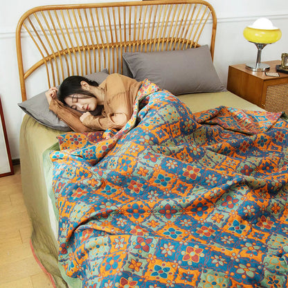 Boho Floral Print Cotton Reversible Quilt - 2pcs Pillowcases - 19" x 29" - image 0