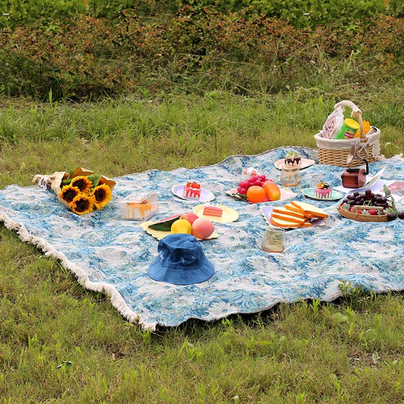 Oil Painting Style Flower Picnic Blanket - image 1