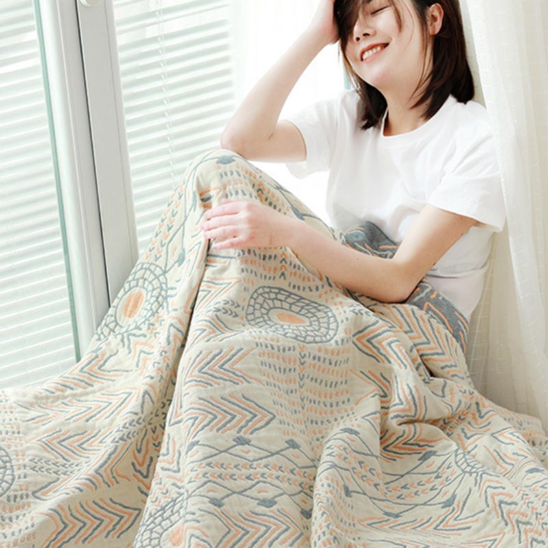 Ownkoti Boho Striped Cotton Quilt Reversible Sofa Towel - image 6