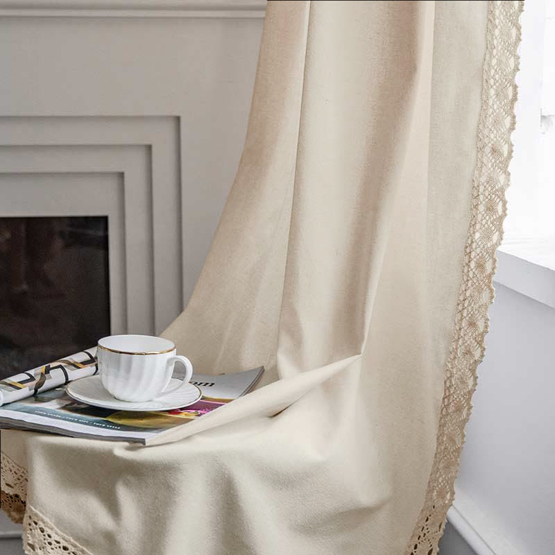 Cotton White Curtain Hollow-Out Drapes with Tassel - image 3
