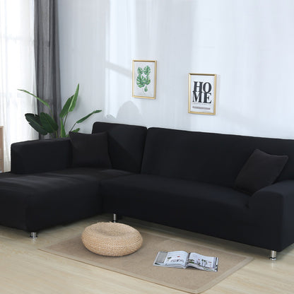 Solid Color Elastic Stretchable Sofa Cover - Black - 4-Seater 92" - 118" (235cm - 300 cm) - image 8