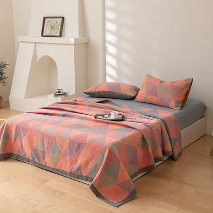 Triangle Pattern Print Cotton Reversible Quilt - image 14