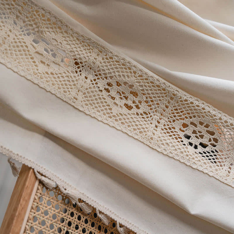 Ownkoti Beige Splicing Hollow-Out Light Filtering Curtain - image 6