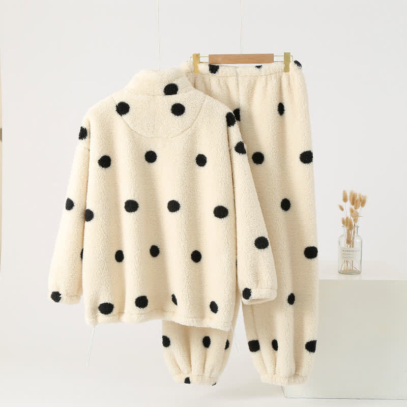 Polka Dot Long Sleeve Fleece Pajama Set - image 2