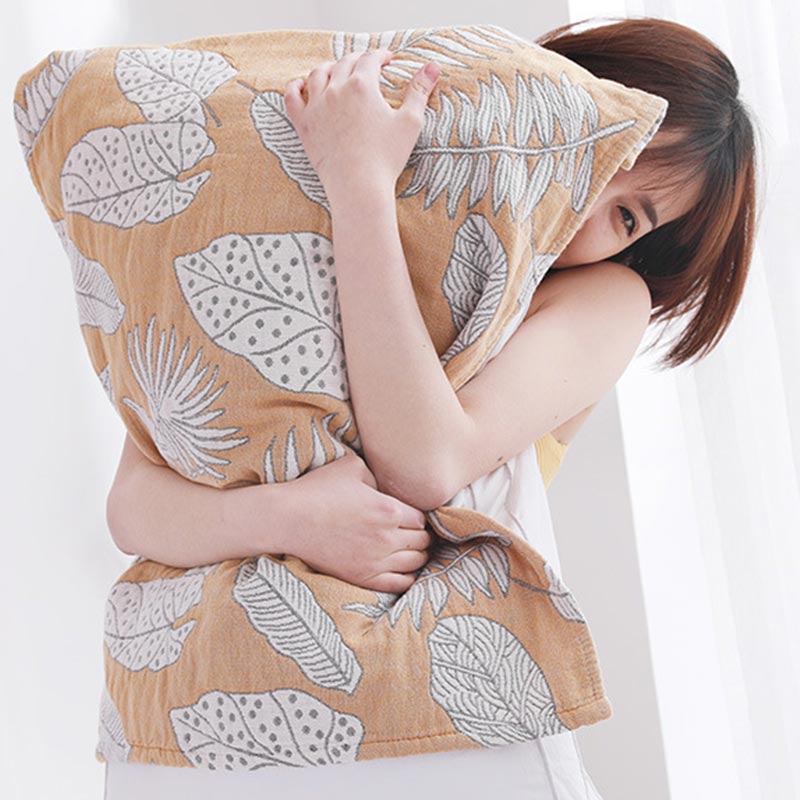 Ownkoti Leaf Print Pure Cotton Pillow Towel (2PCS) - image 1