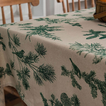 Pine Bird Cotton Linen Tablecloth - image 4