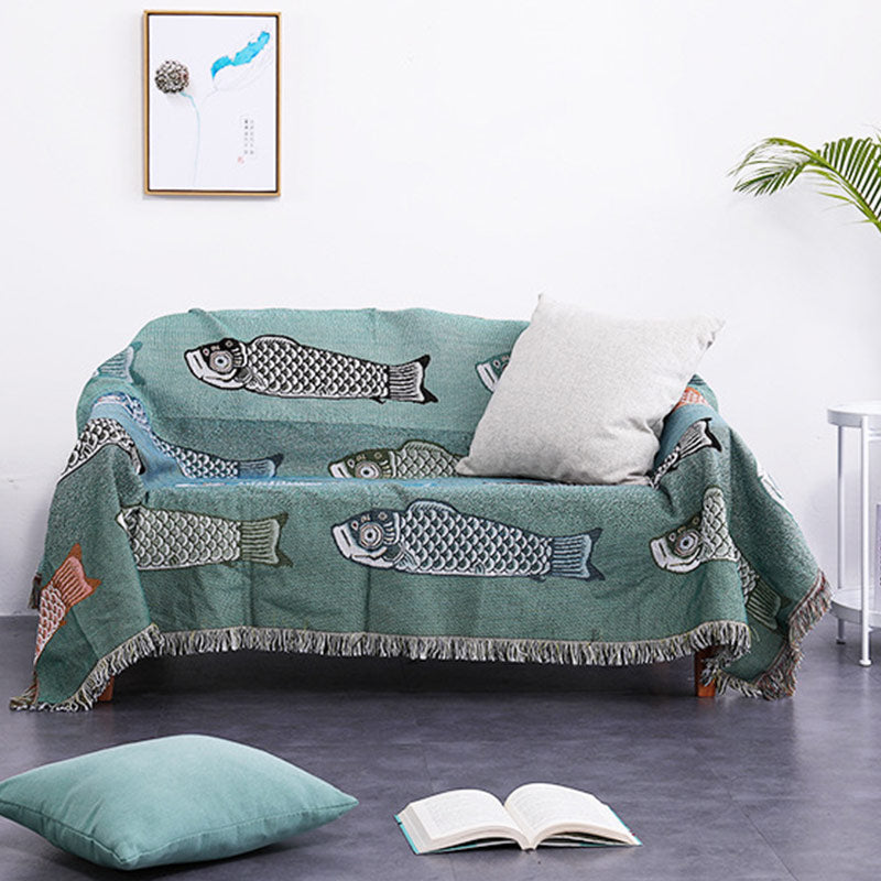 Koi Print Tassel Reversible Blanket - image 2