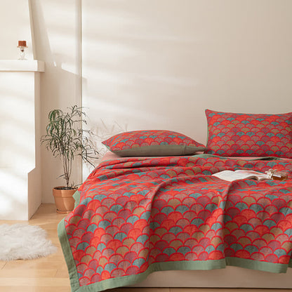 Brightful Fish Scales Cotton Reversible Quilt - image 1