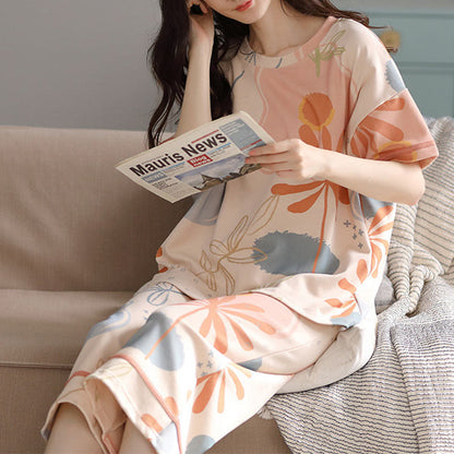 Flower Leaf Print Cotton Loungewear Set - image 3