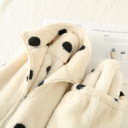 Polka Dot Long Sleeve Fleece Pajama Set - image 3