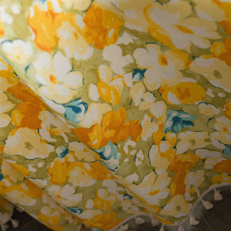 Yellow Flower Cotton Linen Curtain - image 8