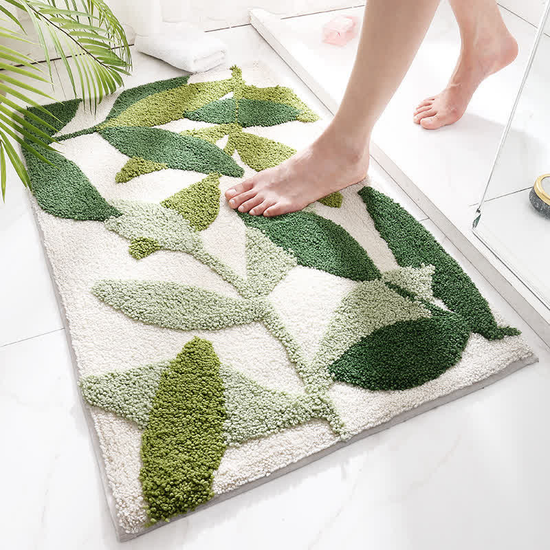 Ownkoti Green Leaf Print Soft Non-Slip Floor Rug - A - 19.6" x 31.5" - image 0