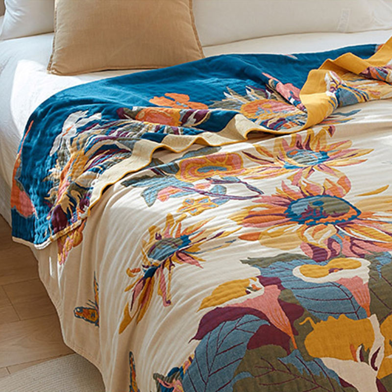 Butterfly Flower Print Cotton Reversible Quilt - image 4