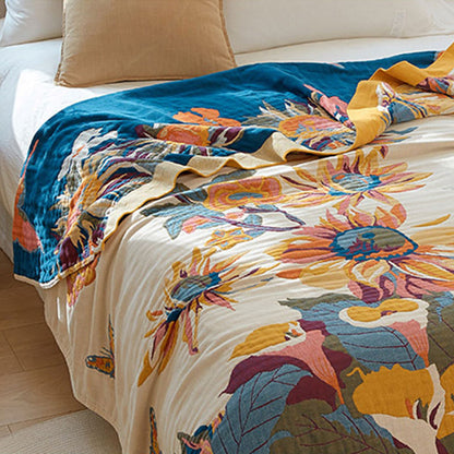 Butterfly Flower Print Cotton Reversible Quilt - image 4