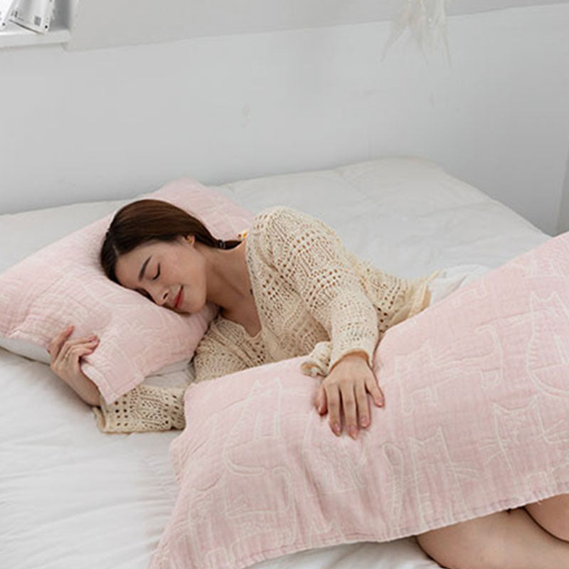 Ownkoti Cat Printed Pillow Towel Bed Cotton Pillow Decor (2PCS) - image 9