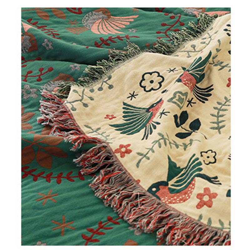 Ownkoti Boho Breathable Flower Bird Reversible Blanket - image 9