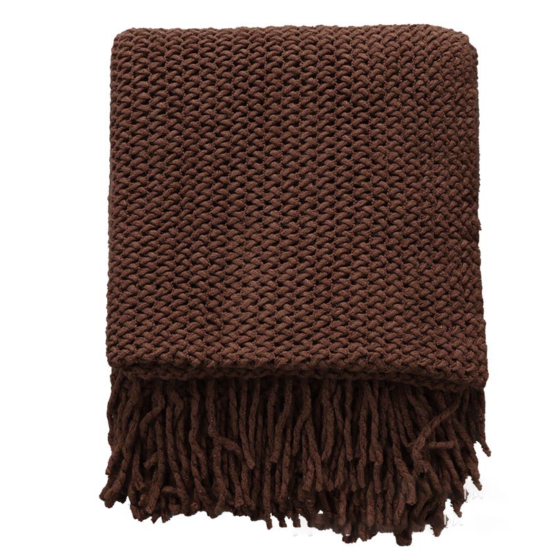 Ownkoti Simple Solid Color Knit Tassel Blanket - image 5