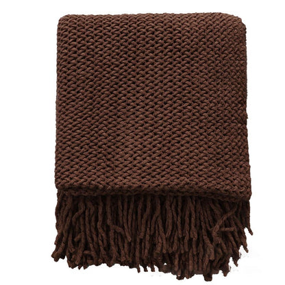 Ownkoti Simple Solid Color Knit Tassel Blanket - image 5