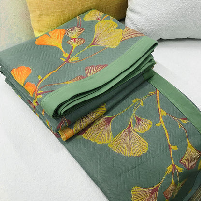 Ginkgo Leaf Jacquard Cotton Reversible Quilt - image 4