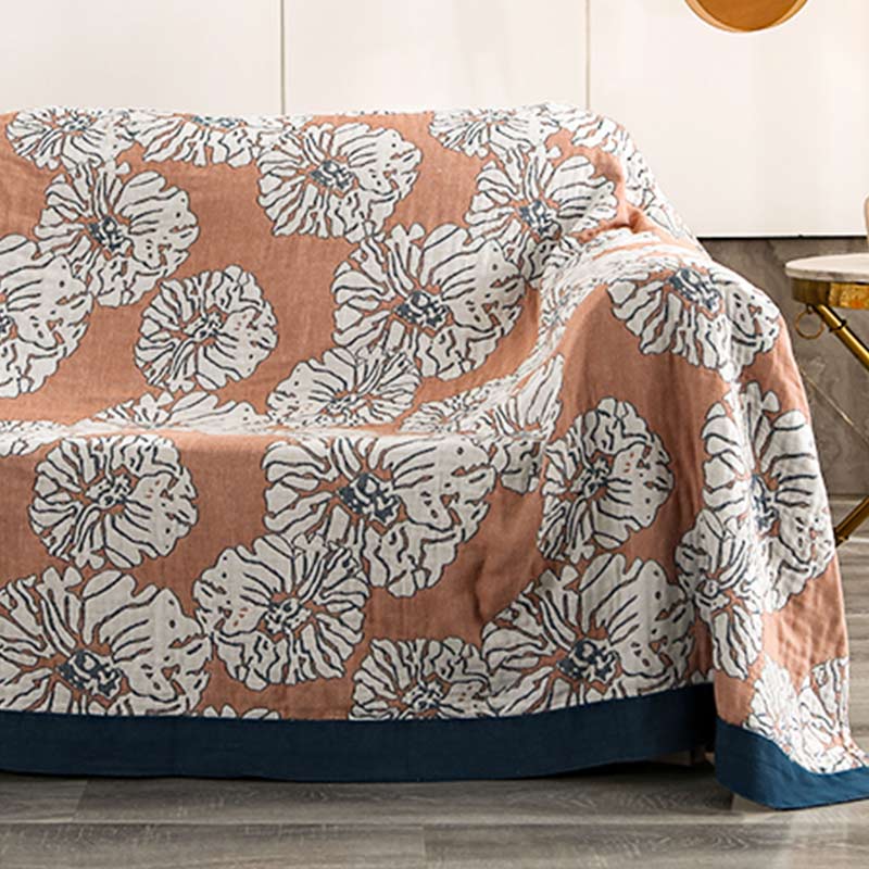 Lightweight Peony Cotton  Reversible Blanket - image 1
