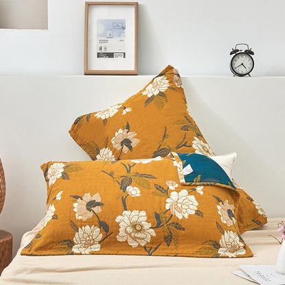 Yellow Flower Cotton Gauze Pillow Towel (2PCS) - image 1