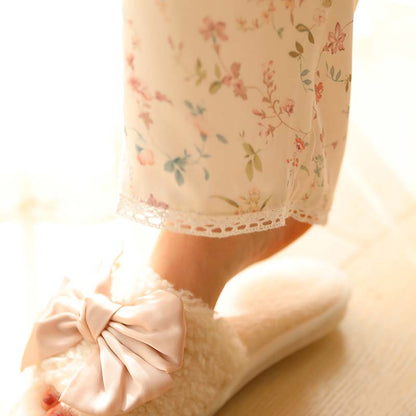 Ownkoti Floral Satin V-Neck Long Sleeve Loungewear - image 21