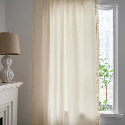 Cotton White Curtain Hollow-Out Drapes with Tassel - image 6