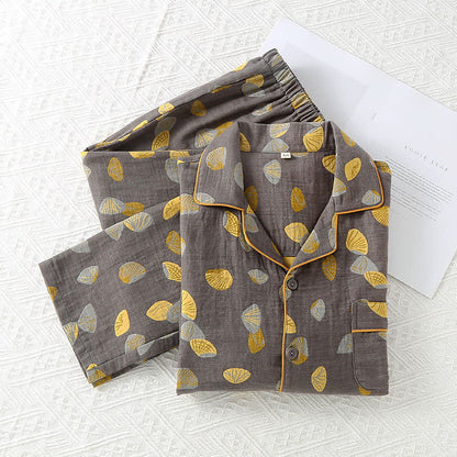 Luxurious Shell Cotton Lapel Pajama Set - image 1