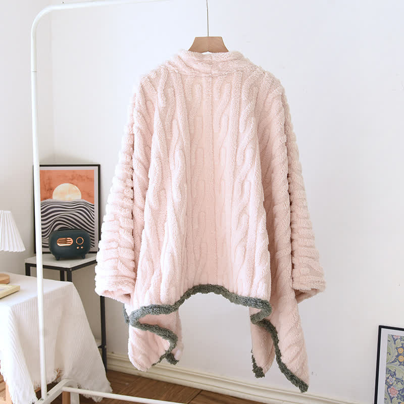 Retro Embroidered Warm Fleece Shawl Wrap - image 1