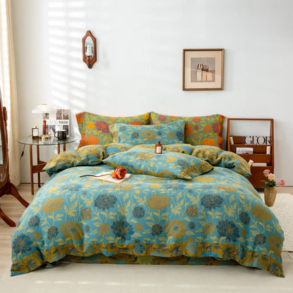 Retro Flower Leaf Cotton Bedding Sets(4PCS) - image 1