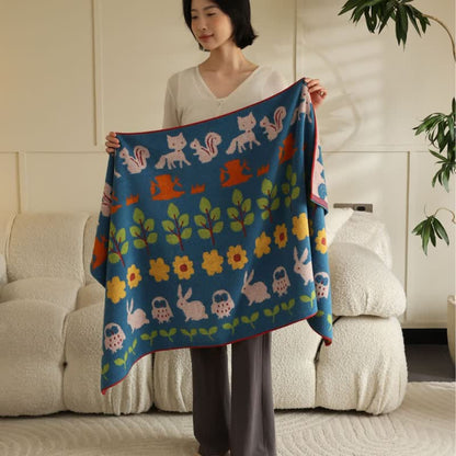Animal & Flower Cotton Soft Bath Towel - Blue - 70cm x 140cm - image 0