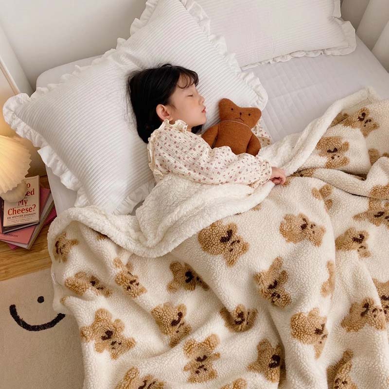 Ownkoti Cute Bear Reversible Throw Blanket - Beige - 59" x 79" - image 5