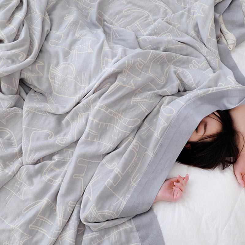 Ownkoti Cat Print Cotton Quilt Reversible Blanket - image 14