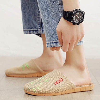 Embroidered Plum Bossom Comfy Flax Slippers - image 16